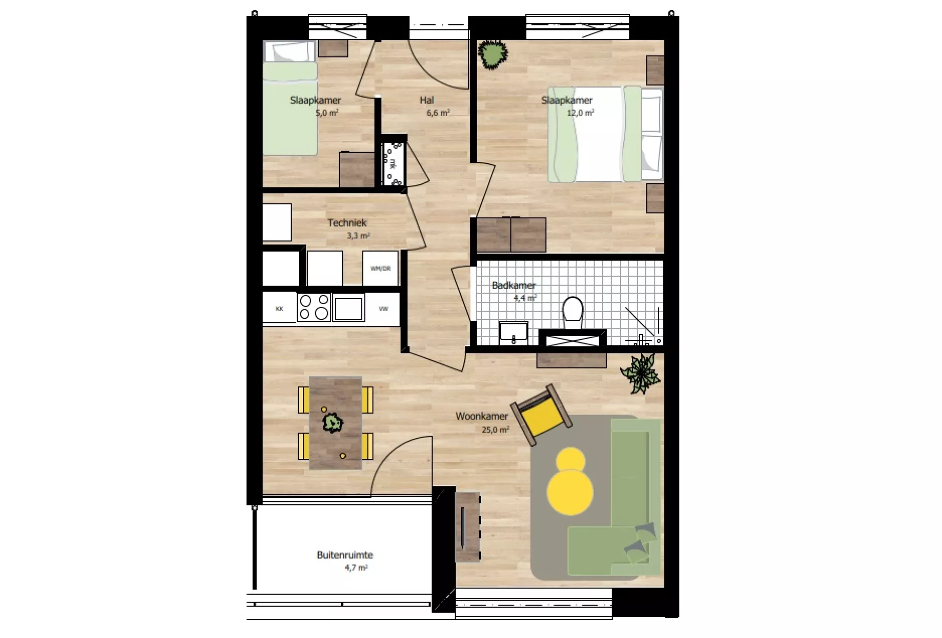 Plattegrond appartementen Polmanstraat