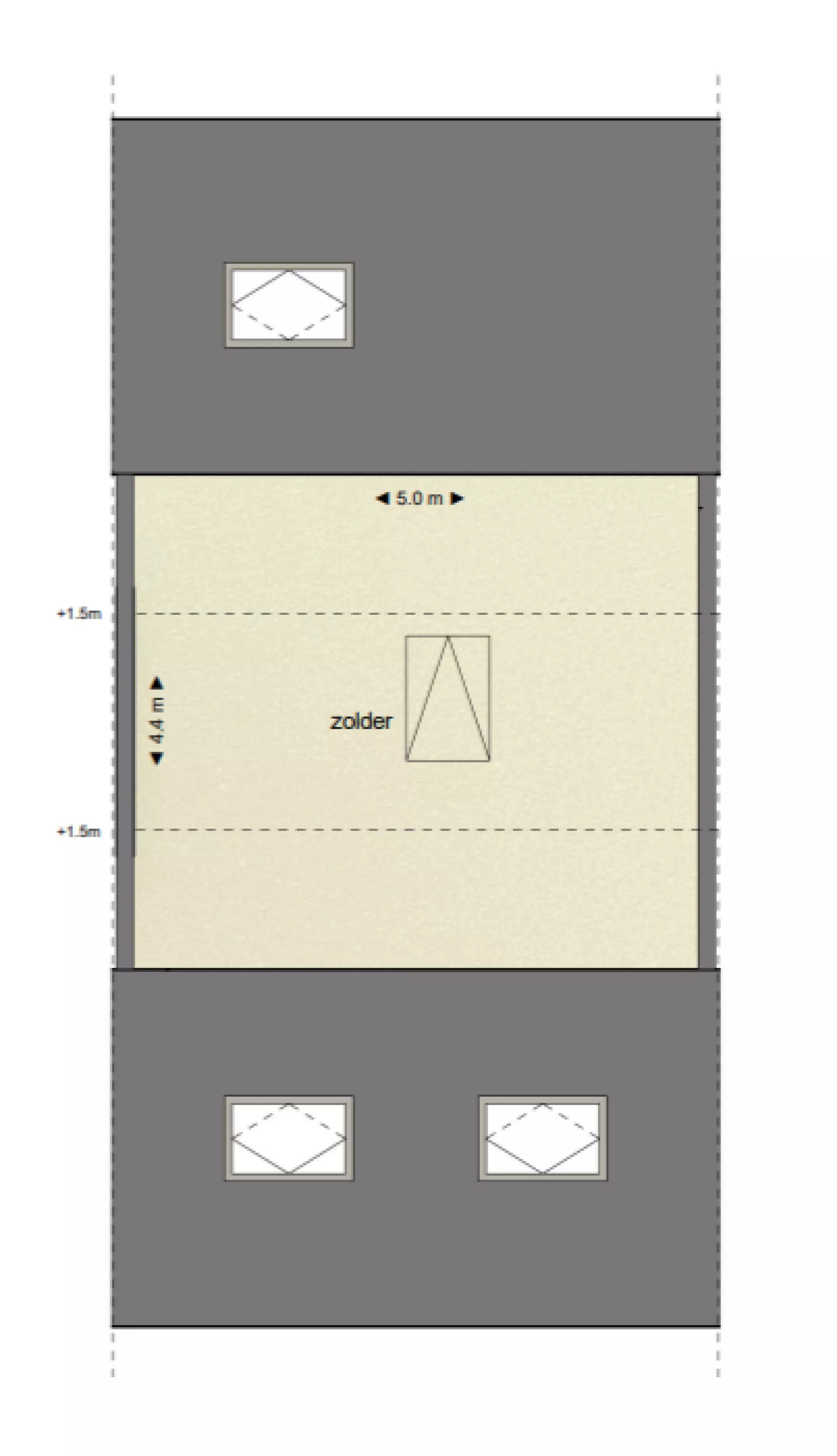 Plattegrond zolder woning Munster Winsum