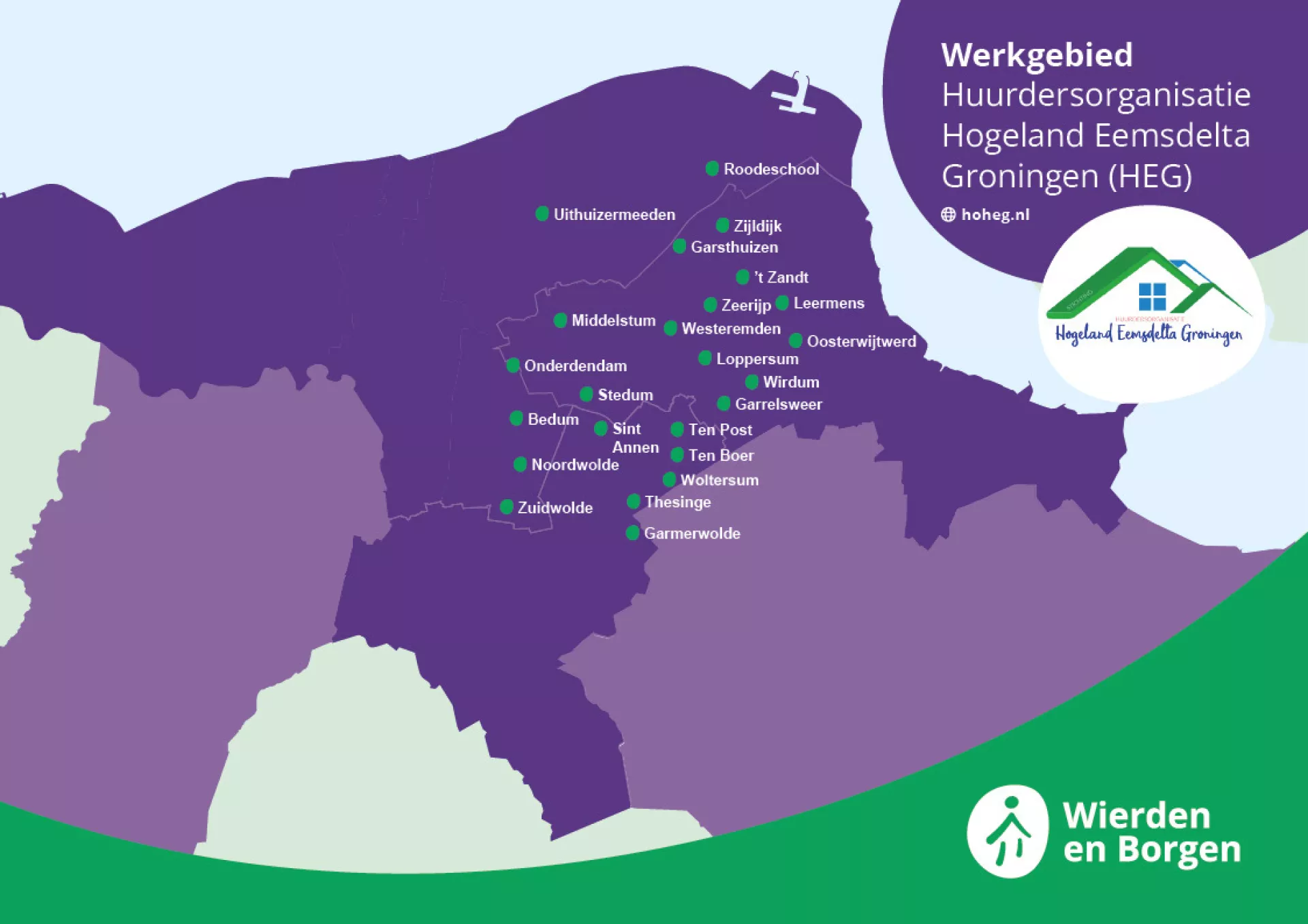 Plattegrond dorpen huurdersvereniging HO HEG