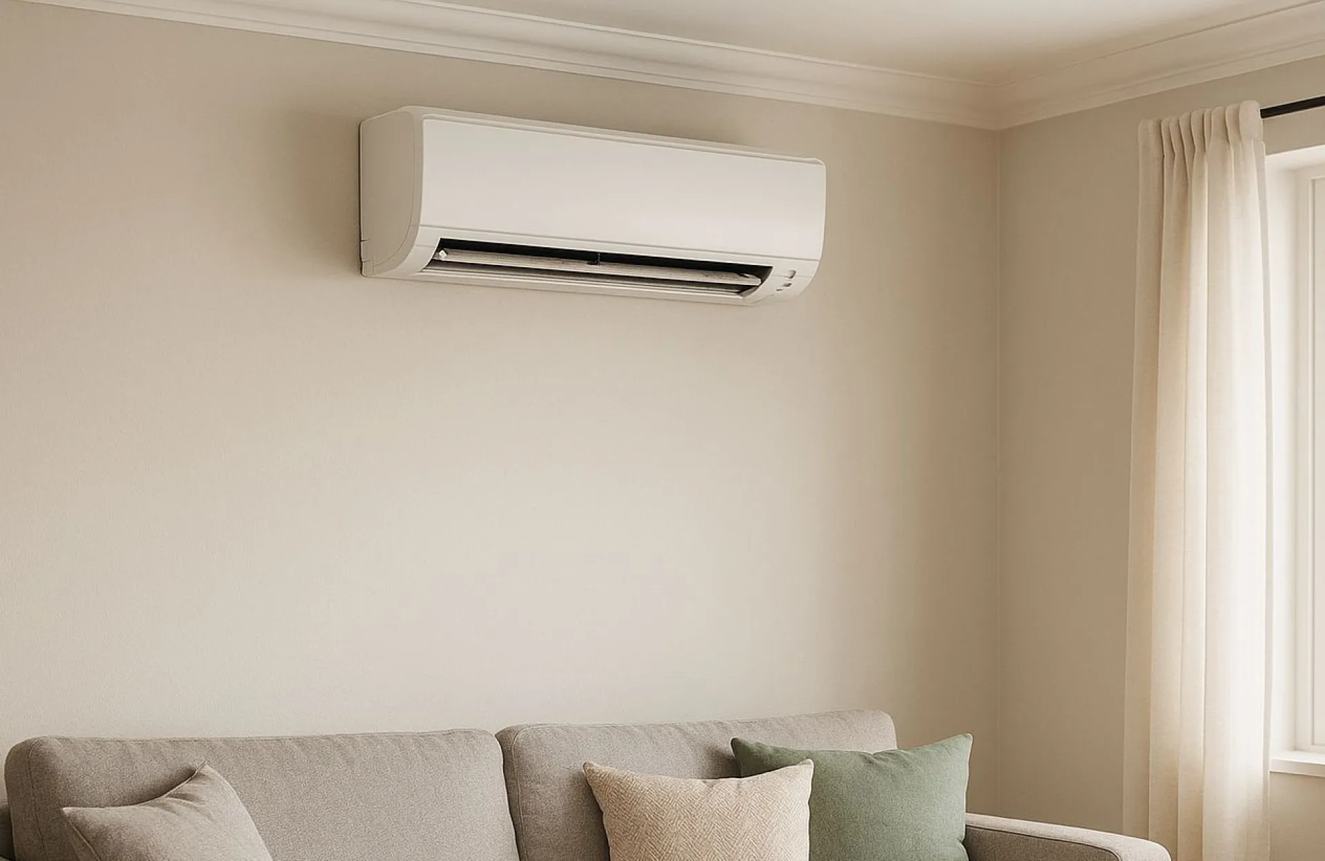 AI-afbeelding van airco in woonkamer